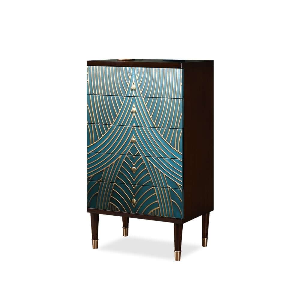 Modern Blue Accent Chest With Solid Wood Top