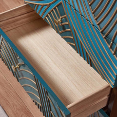 Modern Blue Accent Chest With Solid Wood Top