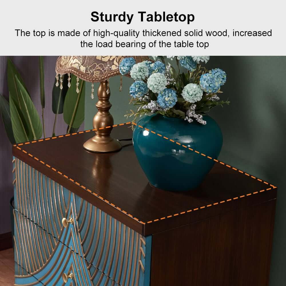 Modern Blue Accent Chest With Solid Wood Top