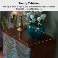 Modern Blue Accent Chest With Solid Wood Top