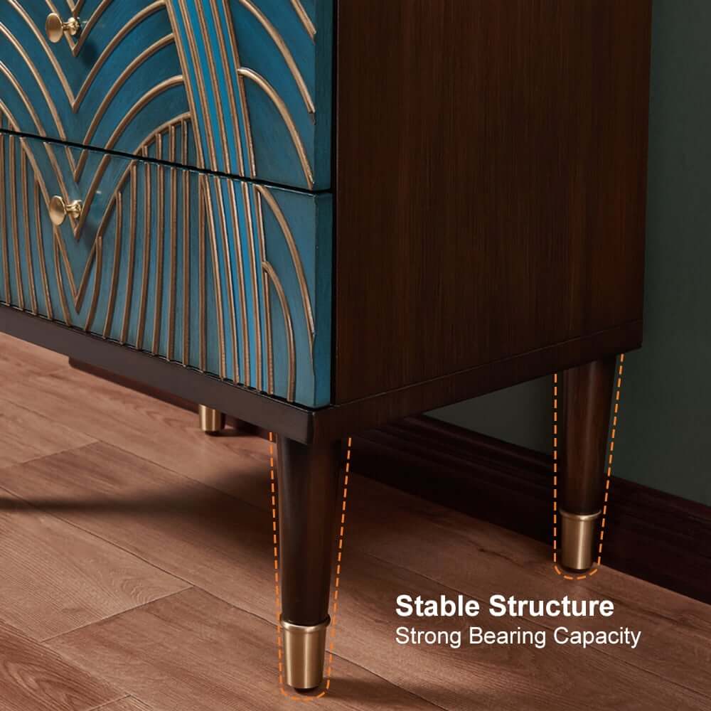 Modern Blue Accent Chest With Solid Wood Top