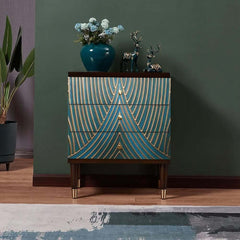 Modern Blue Accent Chest With Solid Wood Top
