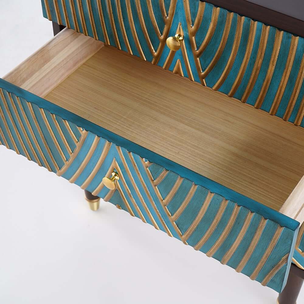 Modern Blue Accent Chest With Solid Wood Top