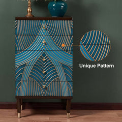 Modern Blue Accent Chest With Solid Wood Top