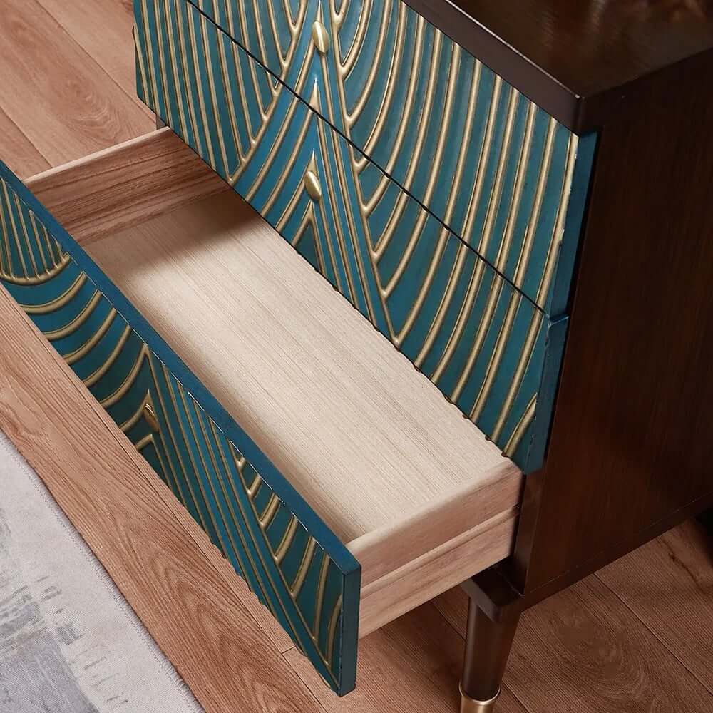 Modern Blue Accent Chest With Solid Wood Top