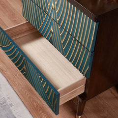 Modern Blue Accent Chest With Solid Wood Top