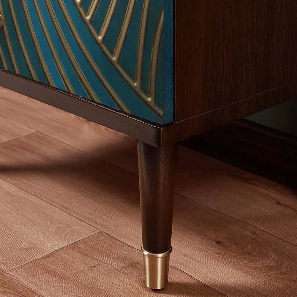 Modern Blue Accent Chest With Solid Wood Top