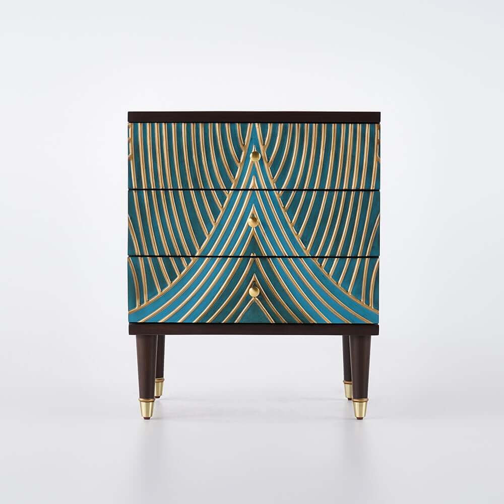 Modern Blue Accent Chest With Solid Wood Top