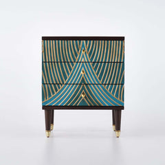 Modern Blue Accent Chest With Solid Wood Top