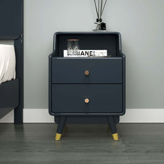 Modern Blue Nightstand With Drawers And Open Storage