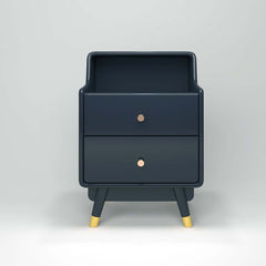 Modern Blue Nightstand With Drawers And Open Storage