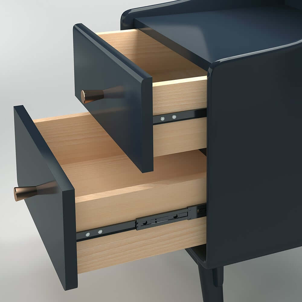 Modern Blue Nightstand With Drawers And Open Storage
