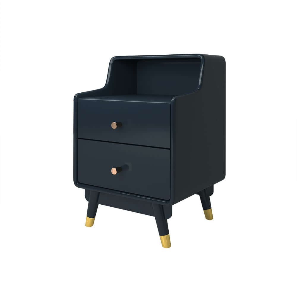 Modern Blue Nightstand With Drawers And Open Storage