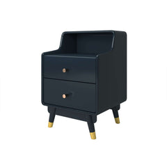 Modern Blue Nightstand With Drawers And Open Storage