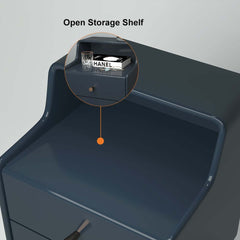 Modern Blue Nightstand With Drawers And Open Storage