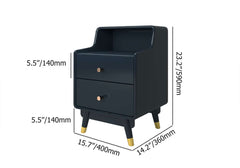 Modern Blue Nightstand With Drawers And Open Storage Dimensions