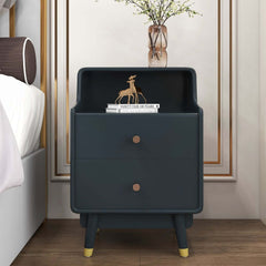 Modern Blue Nightstand With Drawers And Open Storage Main Product Image