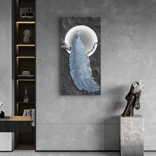 Modern Blue Peacock Wall Art with LED Lighting on MDF Main Product Image