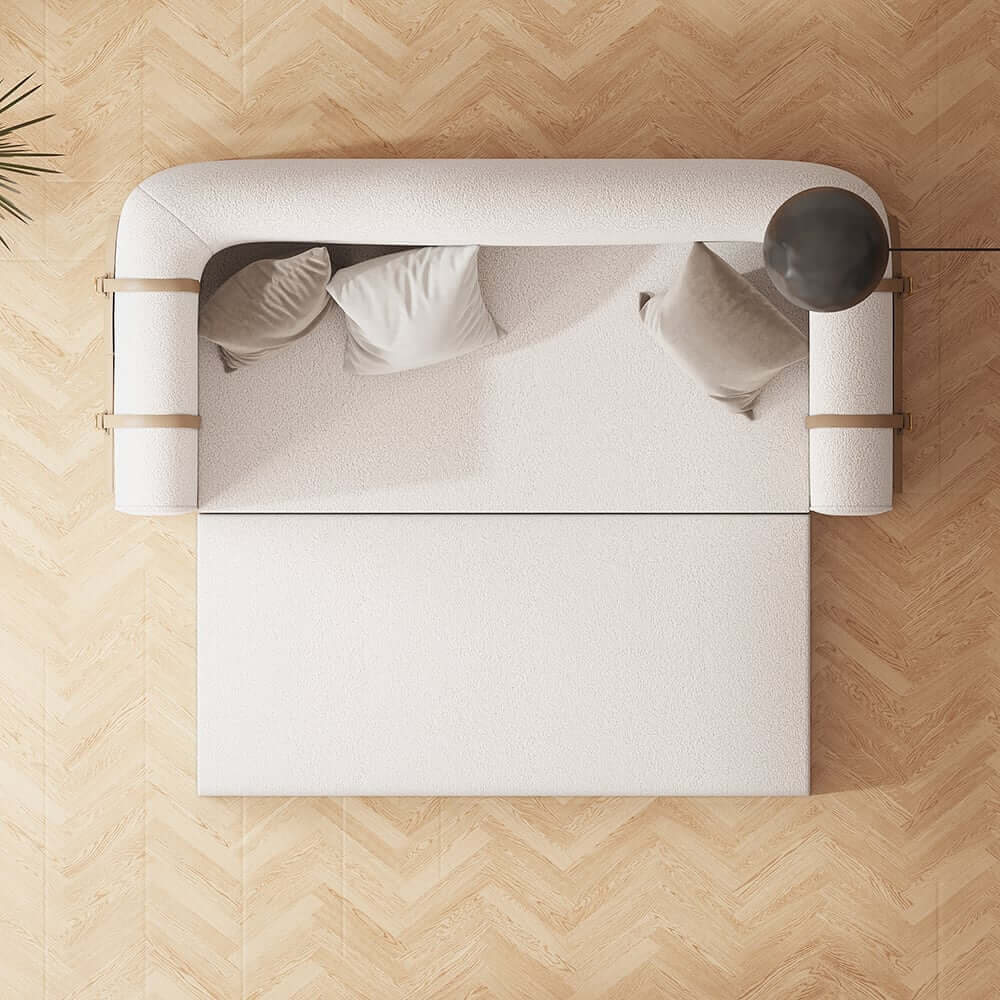 Modern Boucle 3-Seater Sofa With Round Arms