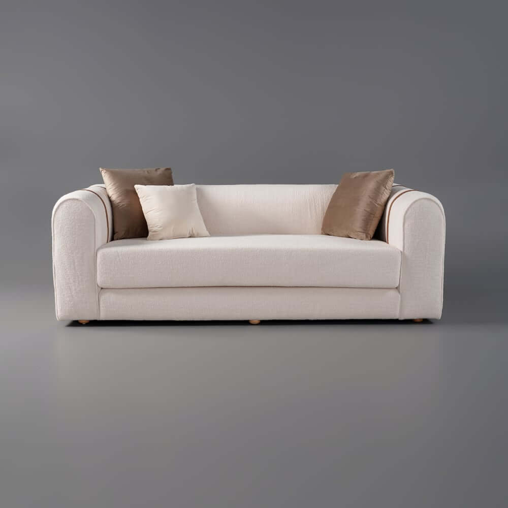 Modern Boucle 3-Seater Sofa With Round Arms