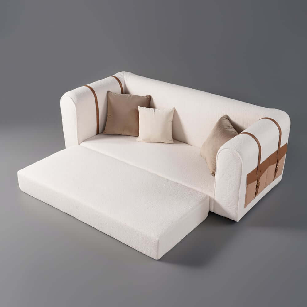 Modern Boucle 3-Seater Sofa With Round Arms