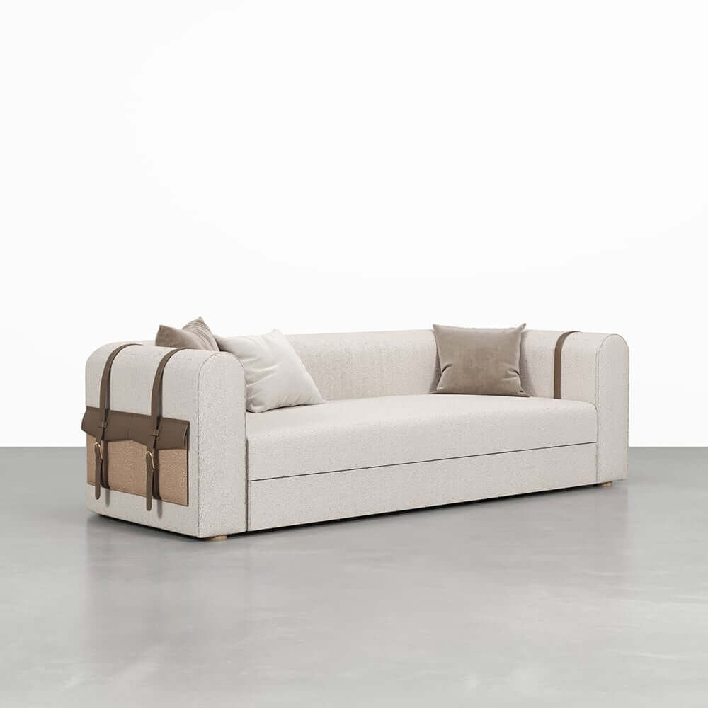 Modern Boucle 3-Seater Sofa With Round Arms