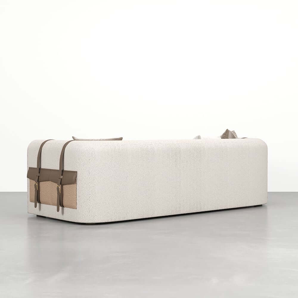 Modern Boucle 3-Seater Sofa With Round Arms