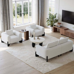 Modern Boucle Chair And A Half With Pillow Back