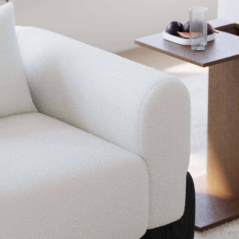 Modern Boucle Chair And A Half With Pillow Back