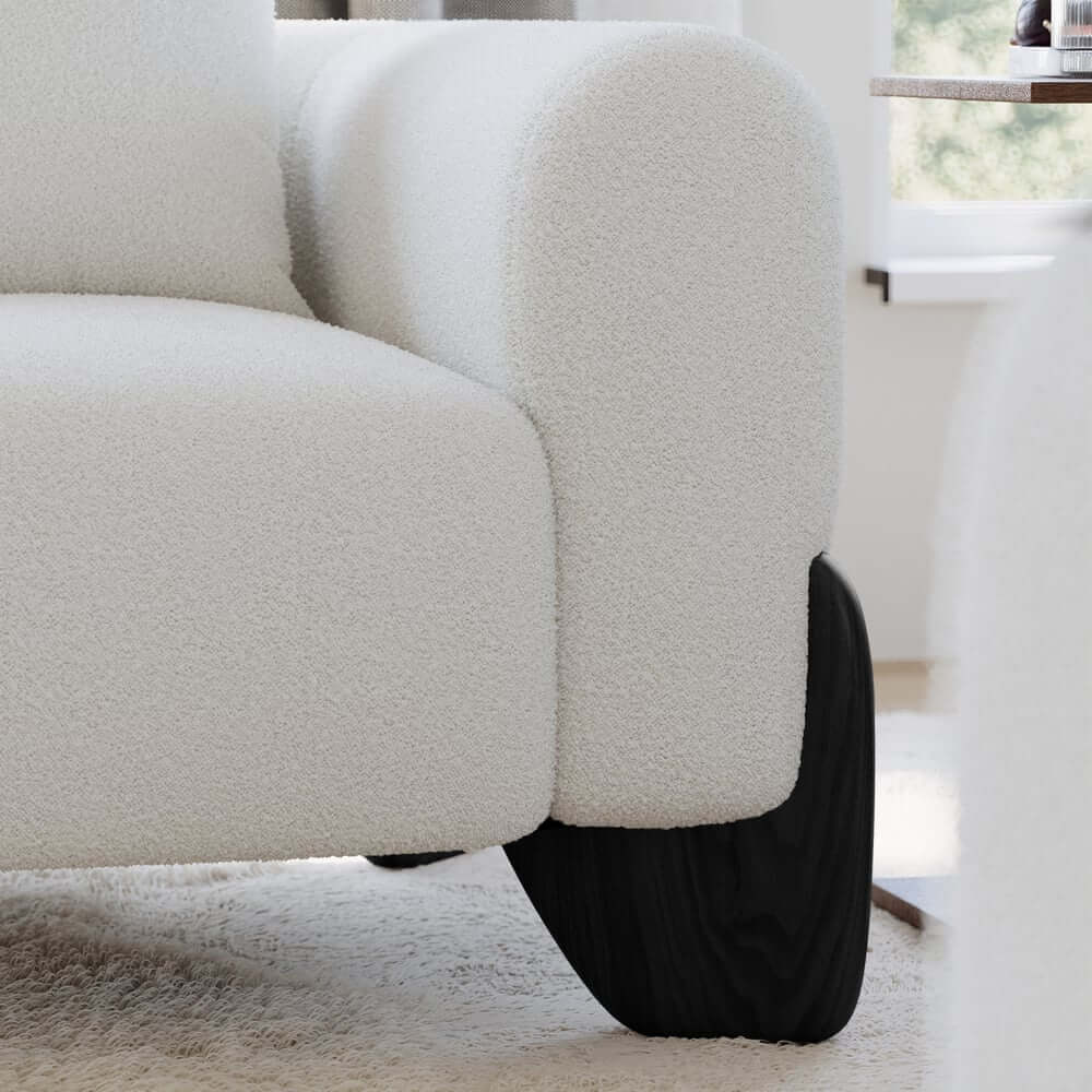 Modern Boucle Chair And A Half With Pillow Back
