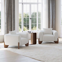 Modern Boucle Chair And A Half With Pillow Back
