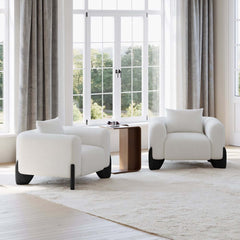 Modern Boucle Chair And A Half With Pillow Back