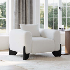 Modern Boucle Chair And A Half With Pillow Back