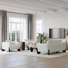 Modern Boucle Chair And A Half With Pillow Back