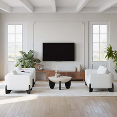 Modern Boucle Chair And A Half With Pillow Back