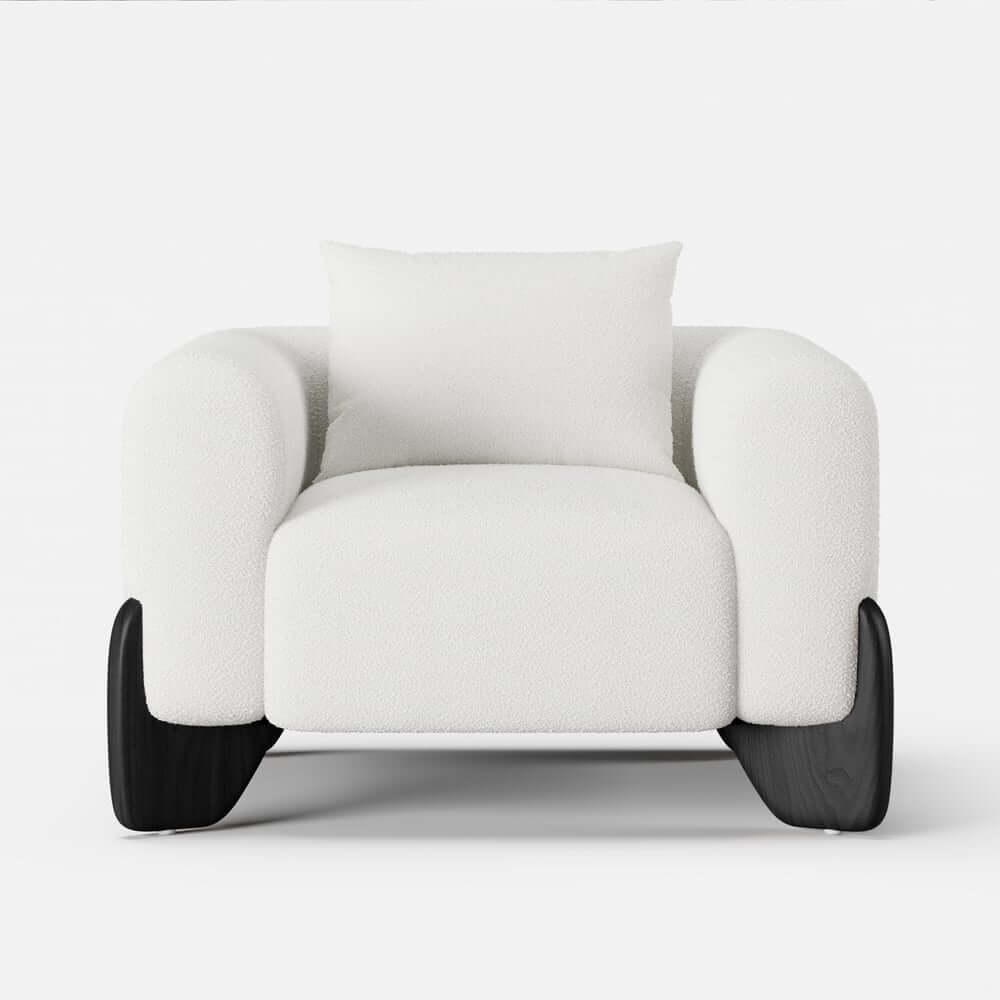 Modern Boucle Chair And A Half With Pillow Back