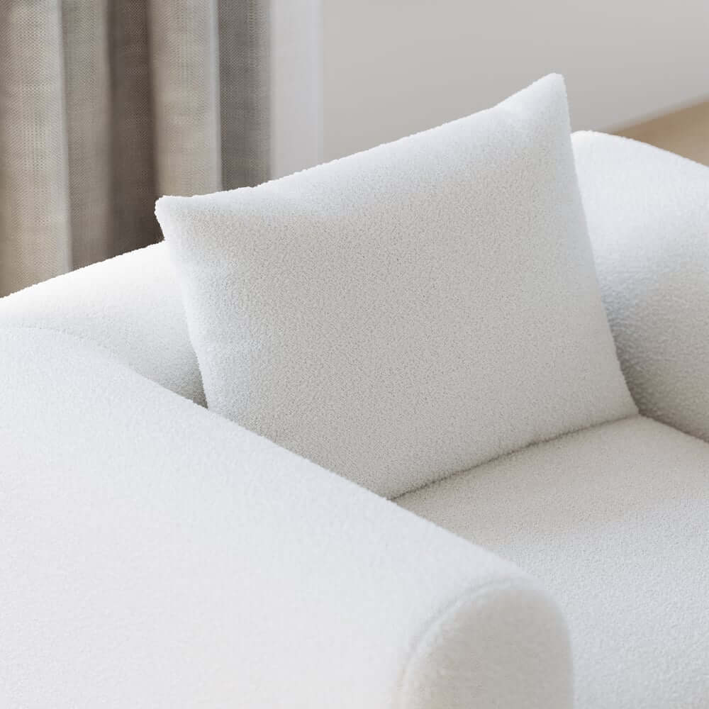 Modern Boucle Chair And A Half With Pillow Back