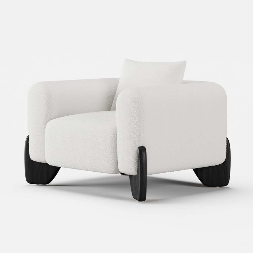 Modern Boucle Chair And A Half With Pillow Back