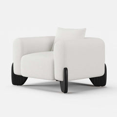 Modern Boucle Chair And A Half With Pillow Back
