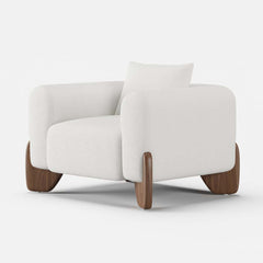 Modern Boucle Chair And A Half With Pillow Back