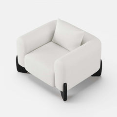 Modern Boucle Chair And A Half With Pillow Back