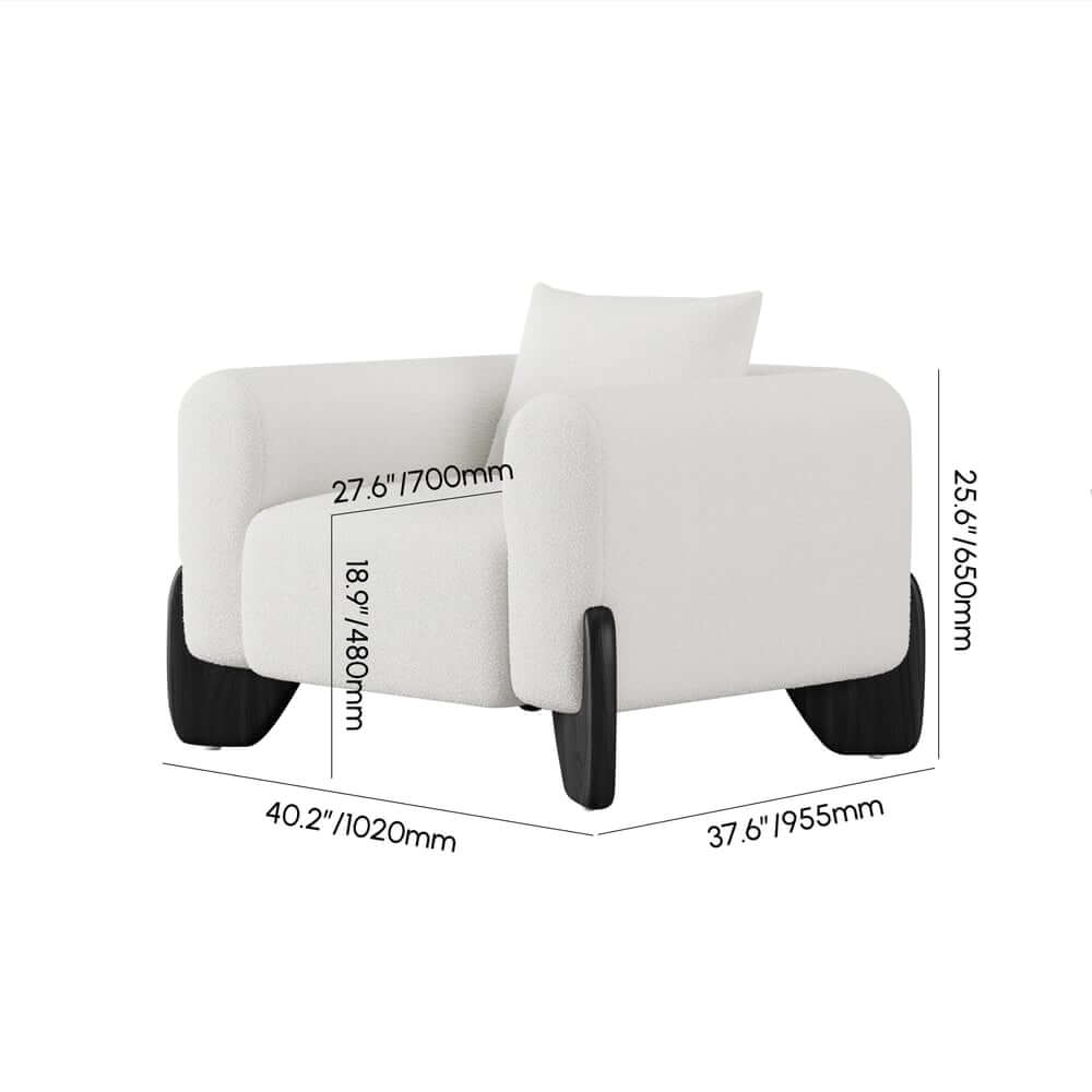 Modern Boucle Chair And A Half With Pillow Back Dimensions