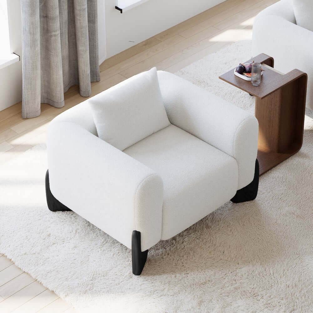 Modern Boucle Chair And A Half With Pillow Back Main Product Image