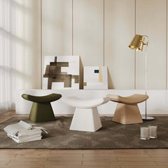 Modern Boucle Footstool with Abstract Design, 20.1" Wide