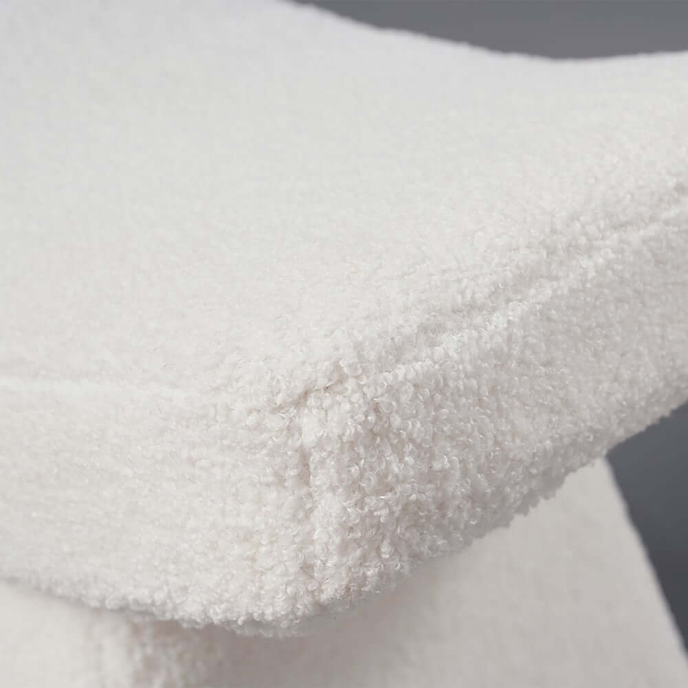 Modern Boucle Footstool with Abstract Design, 20.1" Wide