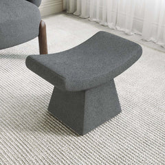 Modern Boucle Footstool with Abstract Design, 20.1" Wide