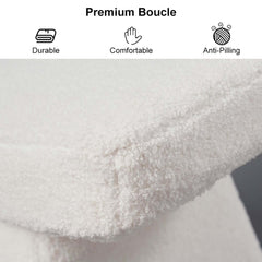 Modern Boucle Footstool with Abstract Design, 20.1" Wide