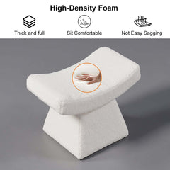 Modern Boucle Footstool with Abstract Design, 20.1" Wide