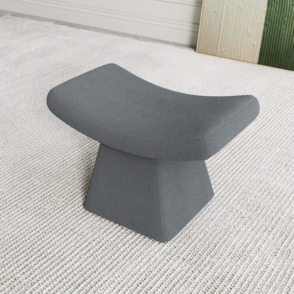 Modern Boucle Footstool with Abstract Design, 20.1" Wide