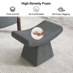 Modern Boucle Footstool with Abstract Design, 20.1" Wide